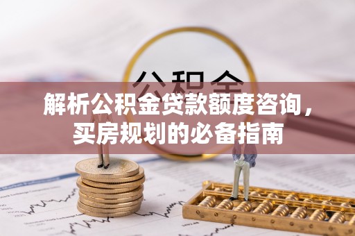 玉林解析公积金贷款额度咨询，买房规划的必备指南
